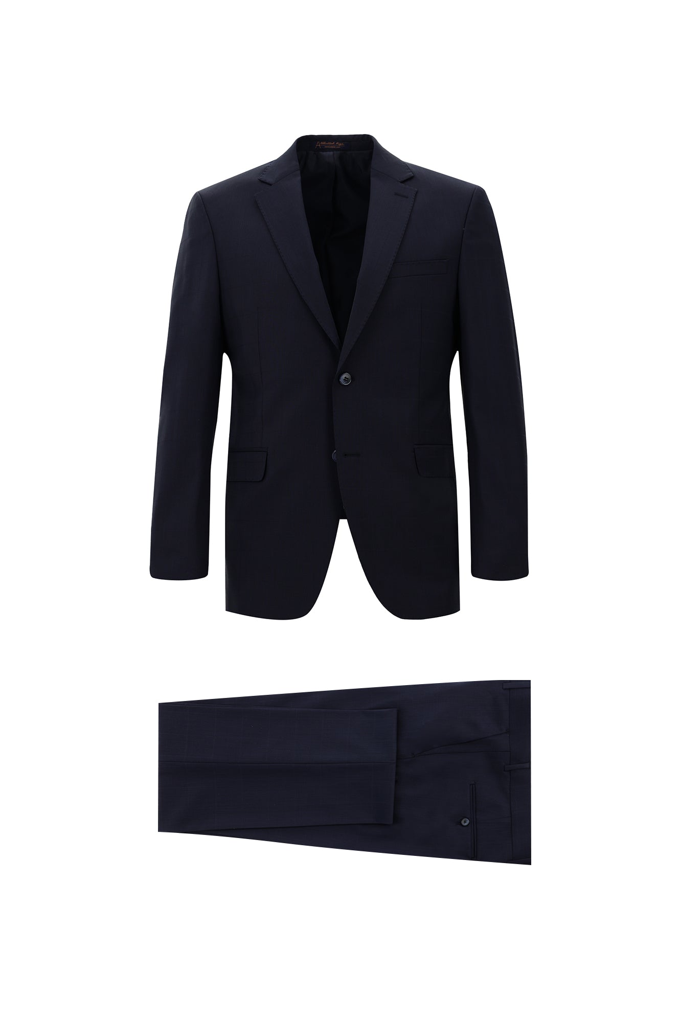 Koyu Lacivert Slim Fit Dar Kesim Yünlü Klasik Kareli Takım Elbise
