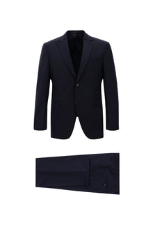 Koyu Lacivert Yünlü Klasik Kareli Takım Elbise