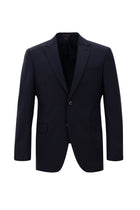 Koyu Lacivert Slim Fit Dar Kesim Yünlü Klasik Kareli Takım Elbise