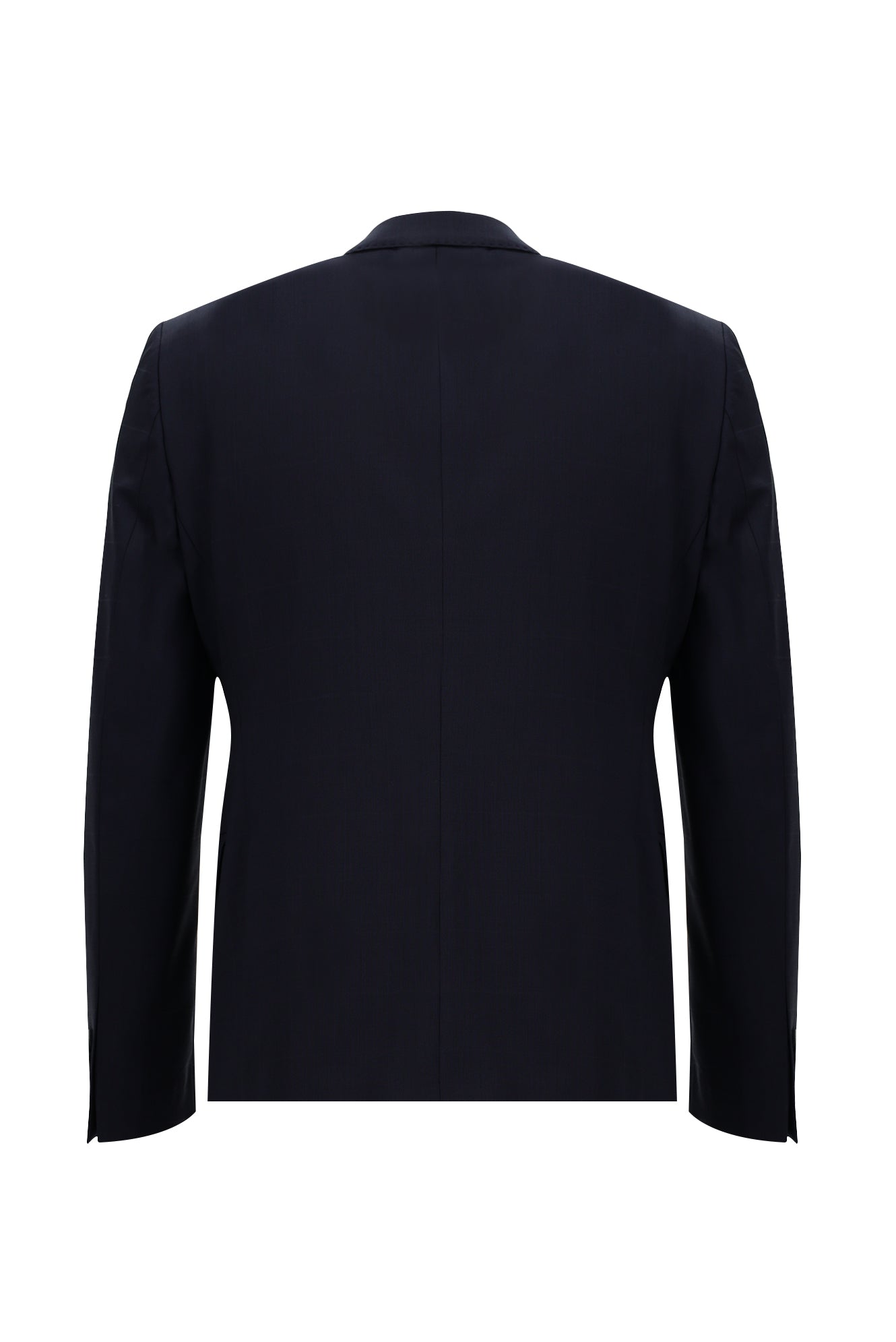 Koyu Lacivert Slim Fit Dar Kesim Yünlü Klasik Kareli Takım Elbise