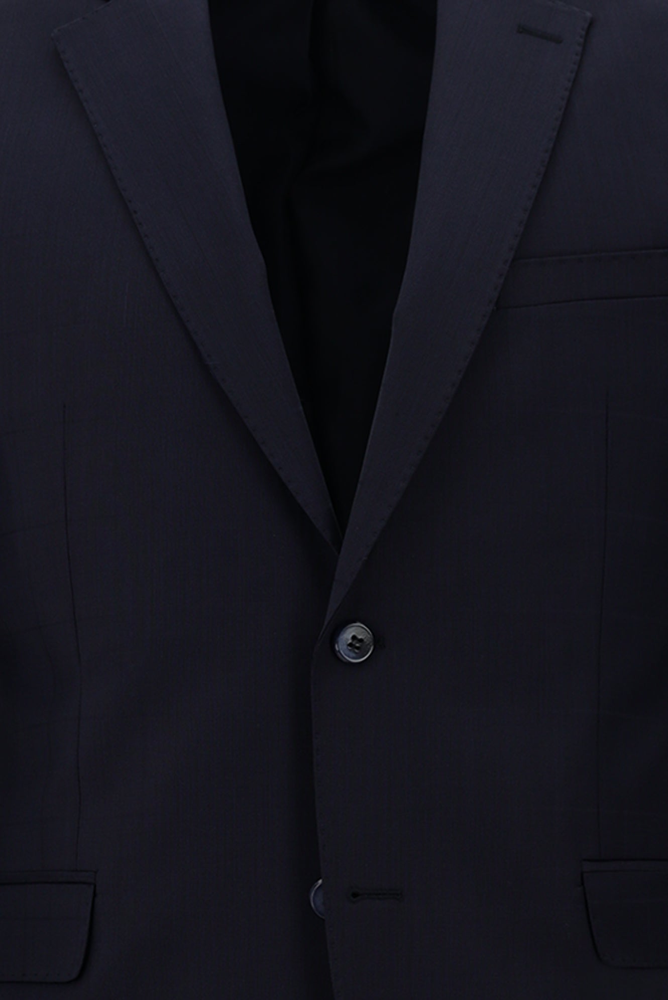 Koyu Lacivert Yünlü Klasik Kareli Takım Elbise