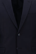 Koyu Lacivert Yünlü Klasik Kareli Takım Elbise