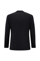 Koyu Lacivert Slim Fit Dar Kesim Kareli Yünlü Klasik Takım Elbise