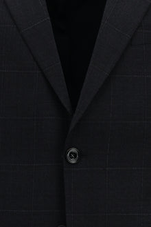 Koyu Lacivert 7 Drop Slim Fit Dar Kesim Kareli Yünlü Tak?m Elbise-Abdullah Ki??l?