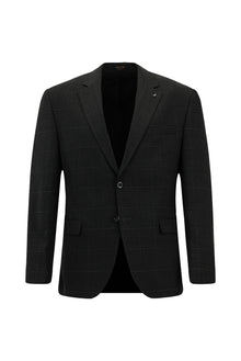 Koyu Antrasit 7 Drop Slim Fit Dar Kesim Kareli Yünlü Tak?m Elbise-Abdullah Ki??l?
