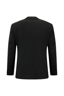 Koyu Antrasit Slim Fit Dar Kesim Kareli Yünlü Klasik Takım Elbise