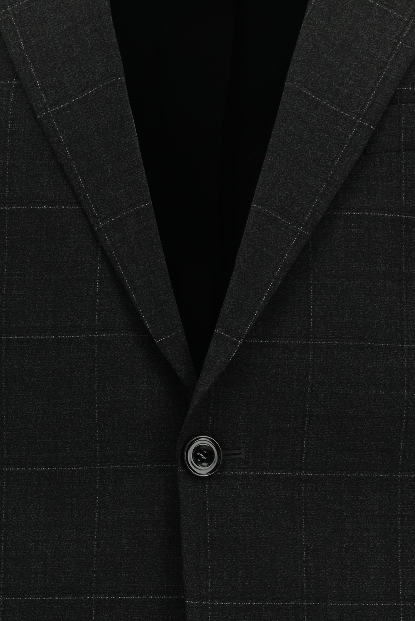 Koyu Antrasit Slim Fit Dar Kesim Kareli Yünlü Klasik Takım Elbise