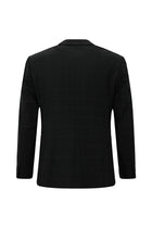 Siyah Regular Fit Flex Suit Yünlü Kareli Kruvaze Takım Elbise