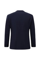 Koyu Lacivert Regular Fit Flex Suit Yünlü Kareli Kruvaze Çantalı Takım Elbise