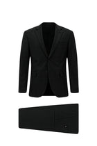 Siyah Regular Fit Flex Suit Yünlü Kareli Klasik Takım Elbise