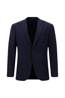 Koyu Lacivert 6 Drop Regular Fit Standart Kesim Flex Suit Yünlü Kareli Çantal? Tak?m Elbise-Abdullah Ki??l?