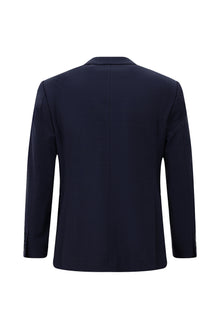 Koyu Lacivert Regular Fit Flex Suit Yünlü Kareli Klasik Takım Elbise