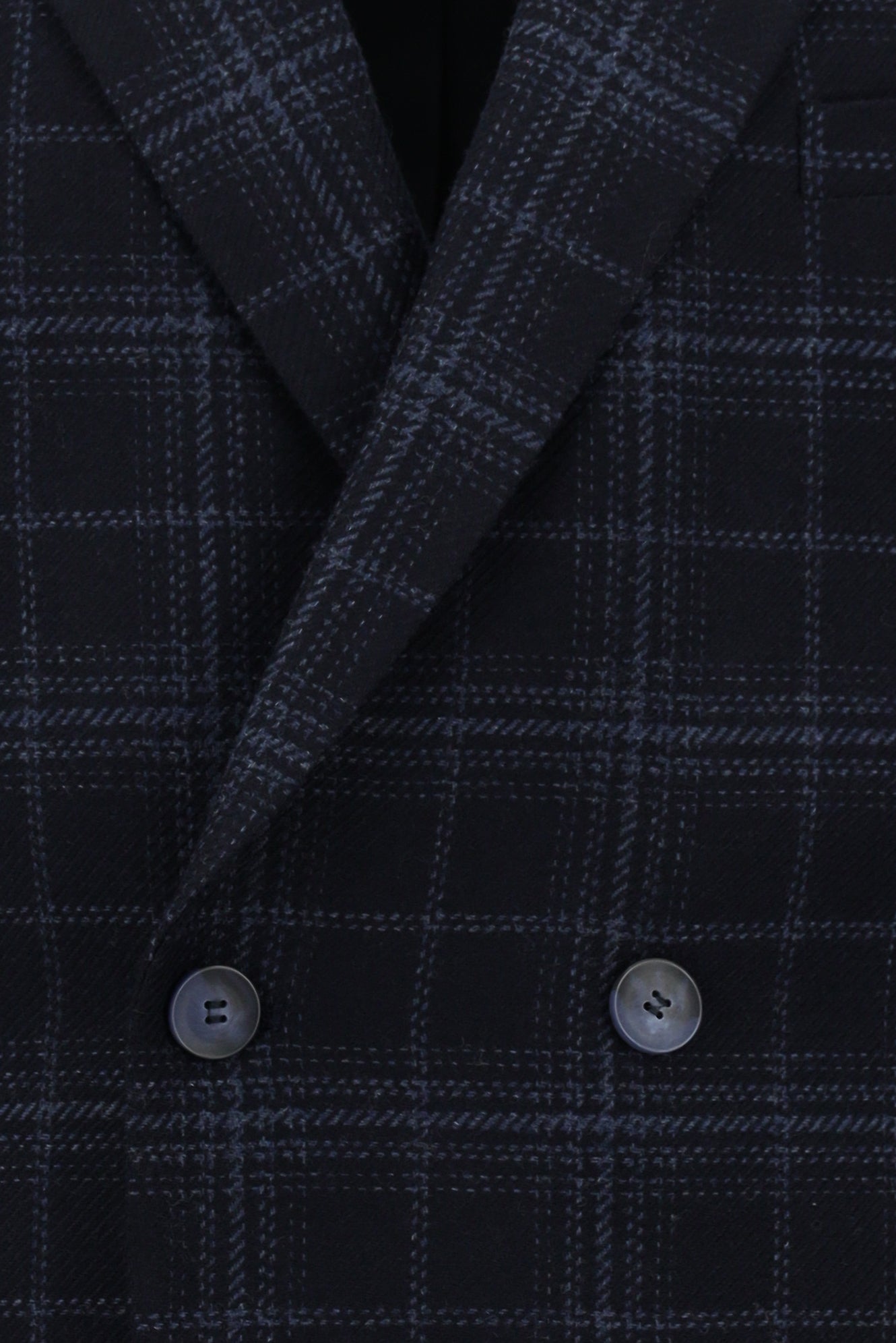 Koyu Lacivert Regular Fit Yünlü Ekose Beli Lastikli Kombinli Kruvaze Takım Elbise