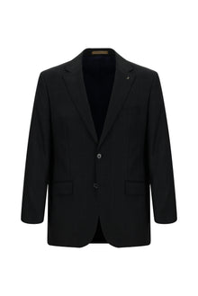 Koyu Lacivert Relaxed Fit Rahat Kesim Klasik Ekose İtalyan Yün Takım Elbise