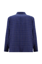 Koyu Mavi  Relaxed Fit Rahat Kesim Yünlü Ekose Kombinli Takım Elbise