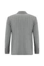 Orta Füme Slim Fit Dar Kesim Yünlü Klasik Ekose Takım Elbise