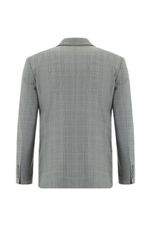 Orta Füme Relaxed Fit Rahat Kesim Yünlü Klasik Ekose Takım Elbise