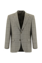 Koyu Vizon Slim Fit Dar Kesim Yünlü Klasik Ekose Takım Elbise