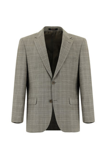 Koyu Vizon Slim Fit Dar Kesim Yünlü Klasik Ekose Takım Elbise