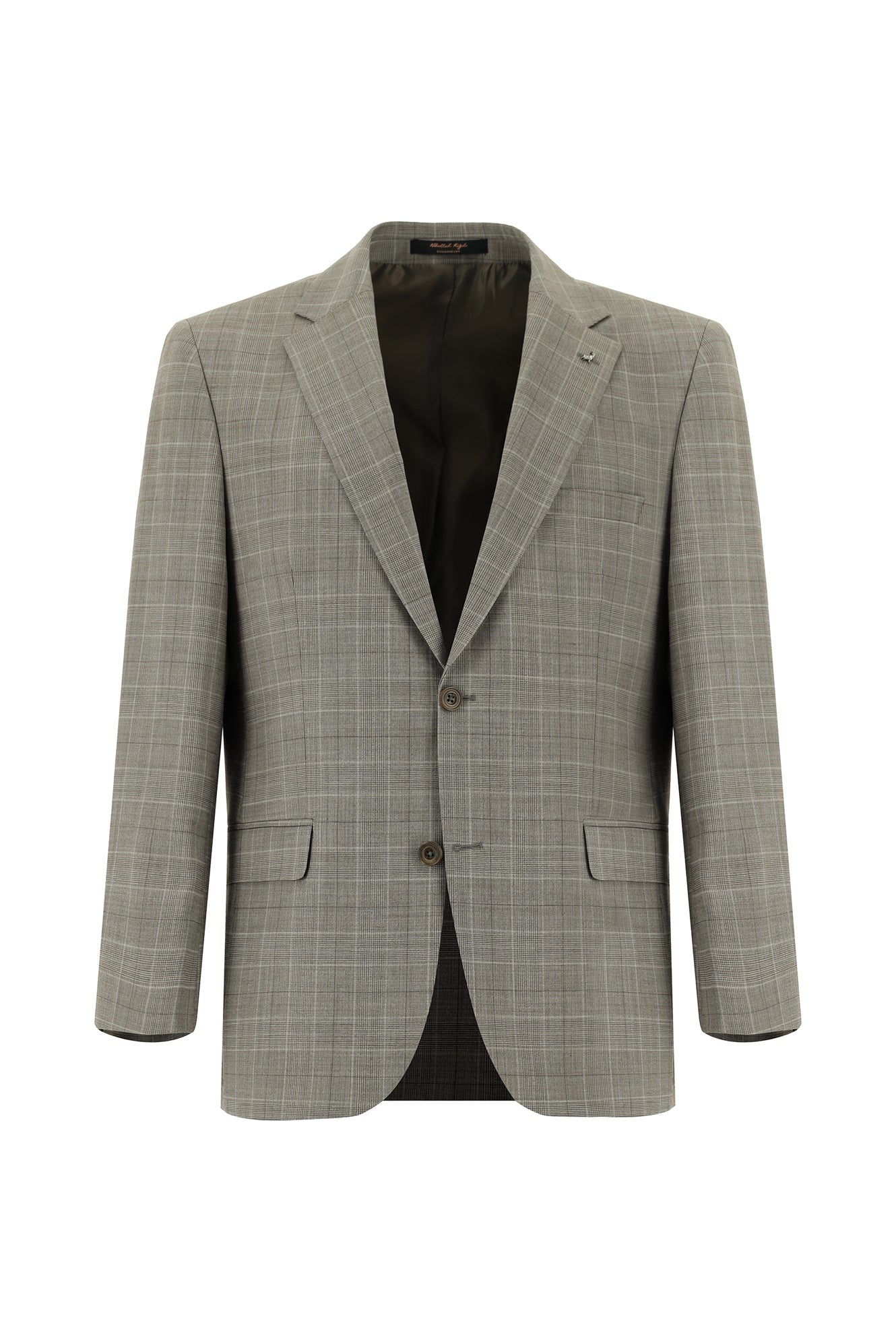 Koyu Vizon Slim Fit Dar Kesim Yünlü Klasik Ekose Takım Elbise