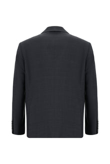 Koyu Lacivert Relaxed Fit Rahat Kesim Yünlü Klasik Ekose Takım Elbise