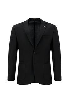 Siyah Super Slim Fit Ekstra Dar Kesim Yünlü Ekose Beli Lastikli İpli Gofre Takım Elbise