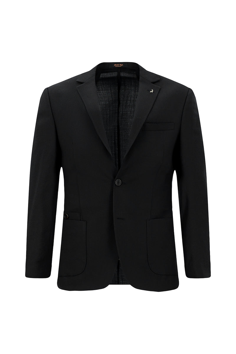 Siyah 7 Drop Super Slim Fit Eksra Dar Kesim Yünlü Ekose Beli Lastikli ?pli Gofre Tak?m Elbise-Abdullah Ki??l?