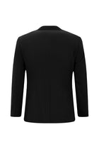 Siyah Super Slim Fit Ekstra Dar Kesim Yünlü Ekose Beli Lastikli İpli Gofre Takım Elbise