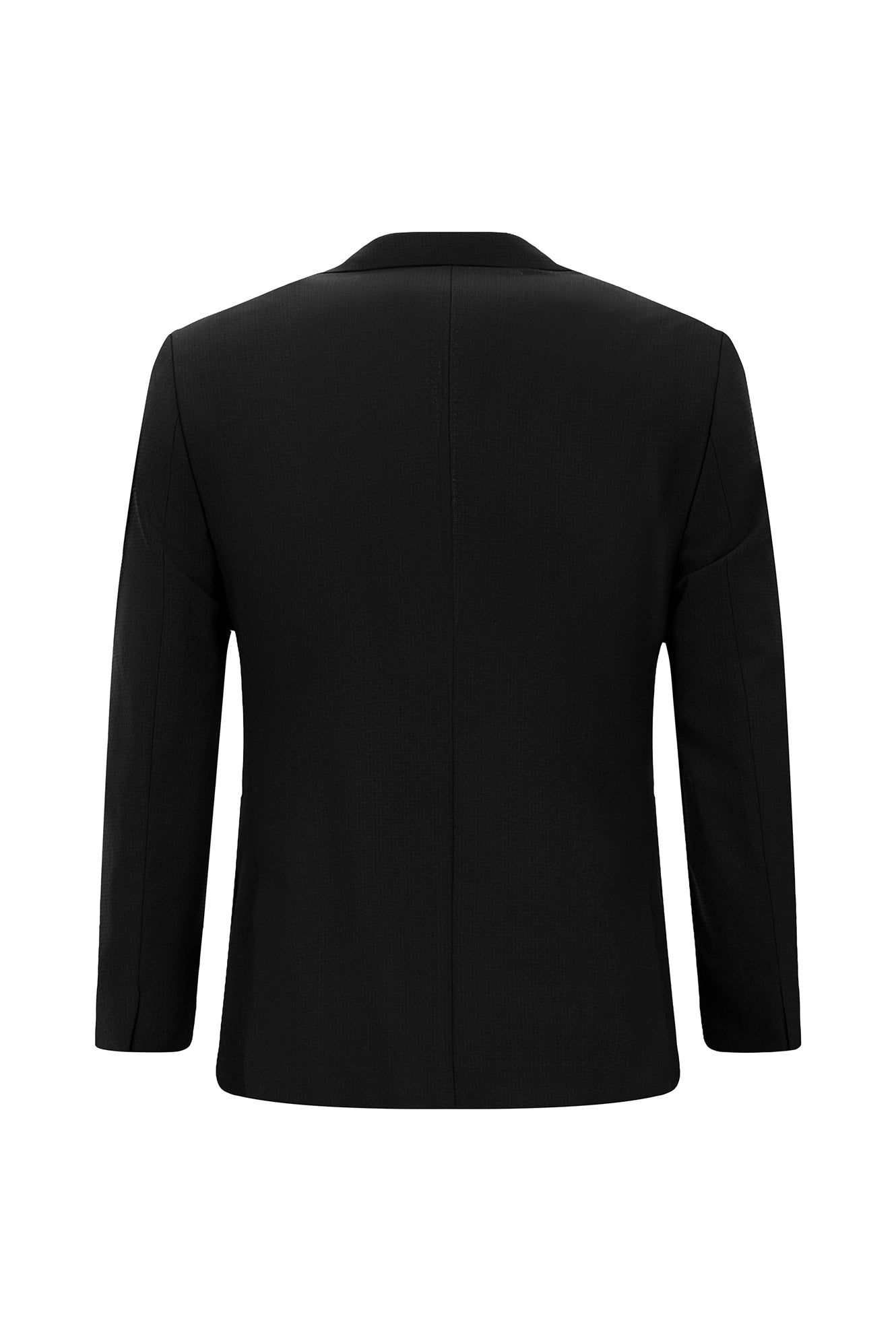 Siyah Super Slim Fit Ekstra Dar Kesim Yünlü Ekose Beli Lastikli İpli Gofre Takım Elbise