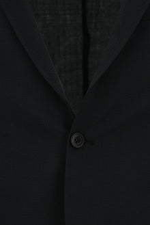 Siyah Super Slim Fit Ekstra Dar Kesim Yünlü Ekose Beli Lastikli İpli Gofre Takım Elbise