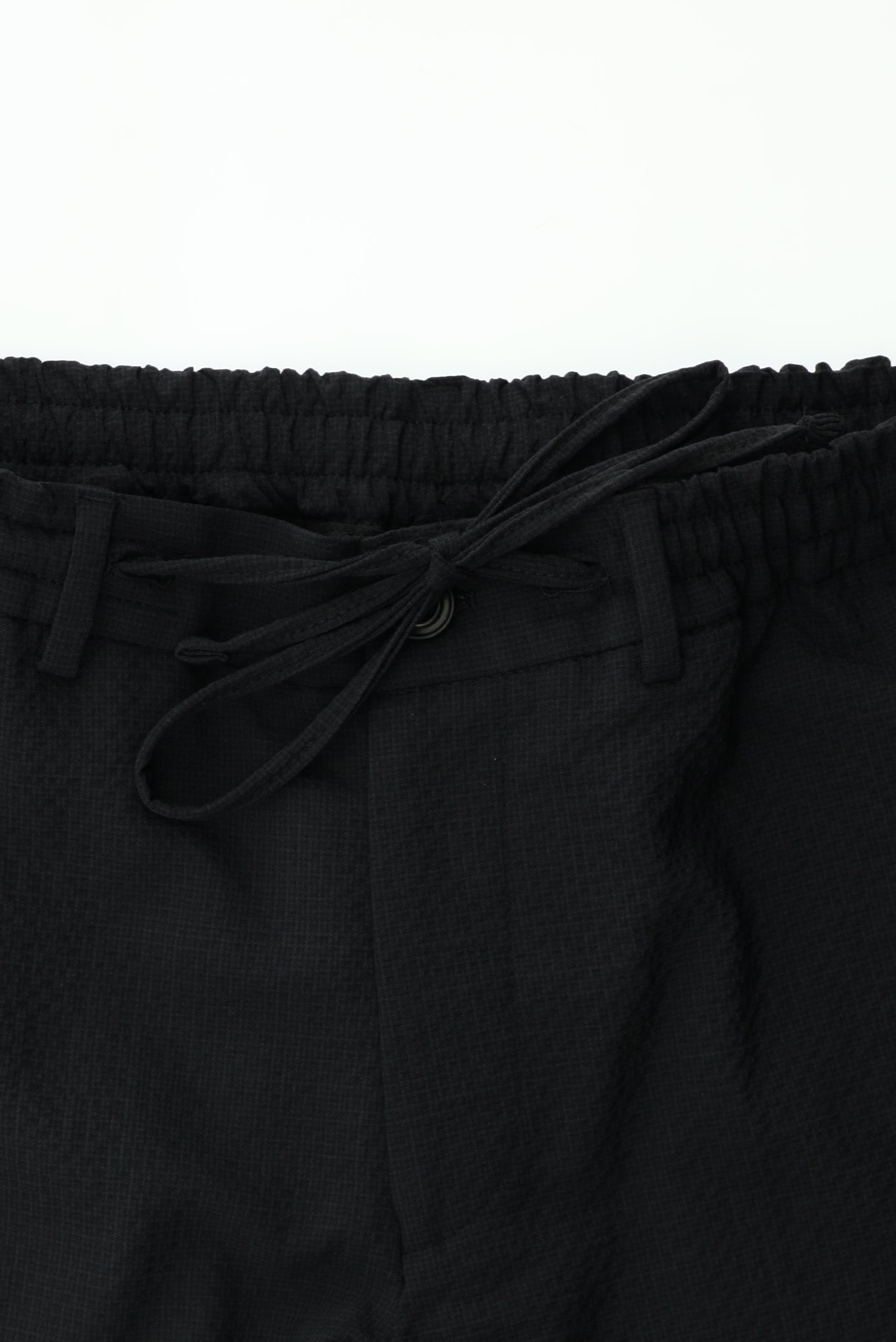 Siyah Super Slim Fit Ekstra Dar Kesim Yünlü Ekose Beli Lastikli İpli Gofre Takım Elbise