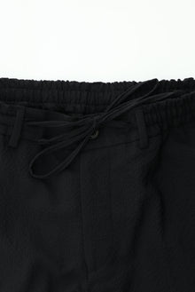 Siyah Super Slim Fit Ekstra Dar Kesim Yünlü Ekose Beli Lastikli İpli Gofre Takım Elbise