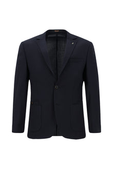 Koyu Lacivert 7 Drop Super Slim Fit Eksra Dar Kesim Yünlü Ekose Beli Lastikli ?pli Gofre Tak?m Elbise-Abdullah Ki??l?