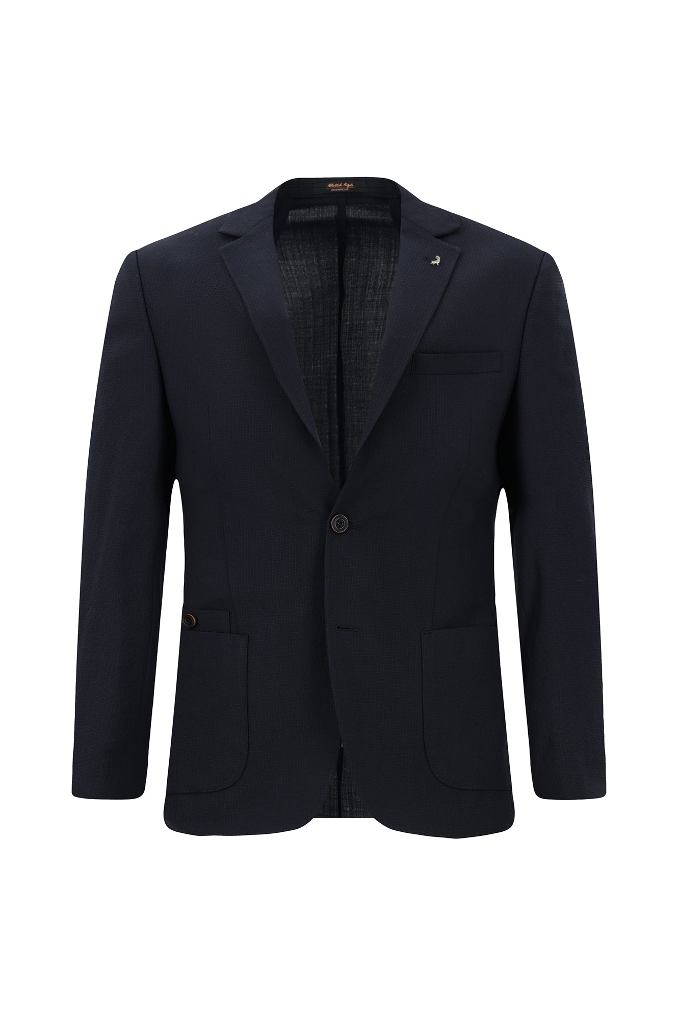 Koyu Lacivert Super Slim Fit Ekstra Dar Kesim Yünlü Ekose Beli Lastikli İpli Gofre Takım Elbise