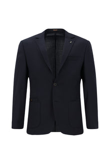 Koyu Lacivert Super Slim Fit Ekstra Dar Kesim Yünlü Ekose Beli Lastikli İpli Gofre Takım Elbise