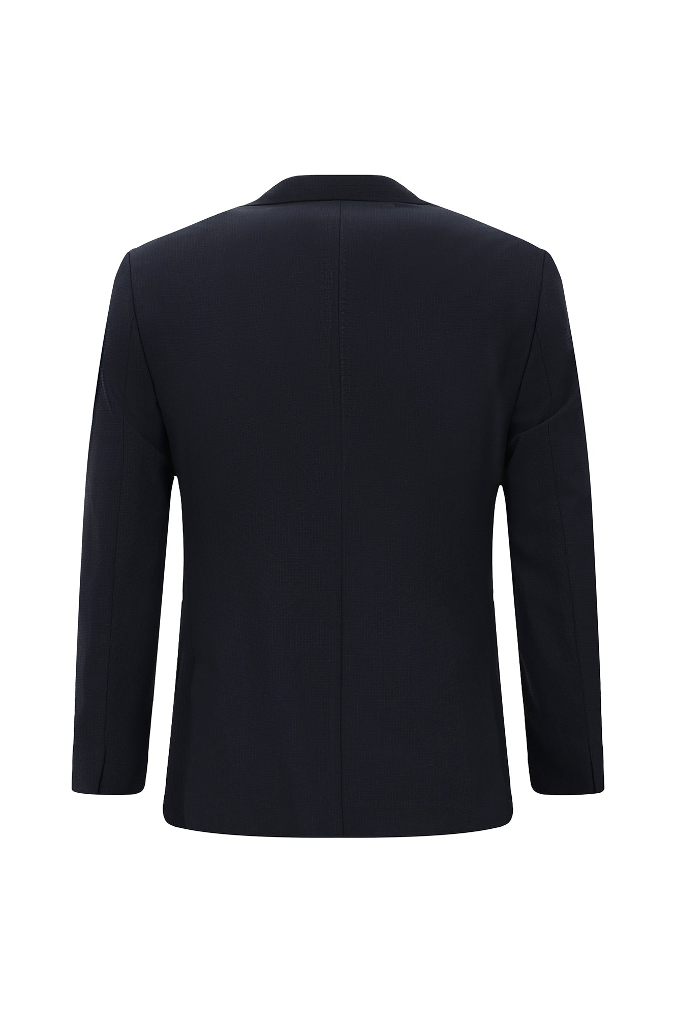 Koyu Lacivert Super Slim Fit Ekstra Dar Kesim Yünlü Ekose Beli Lastikli İpli Gofre Takım Elbise