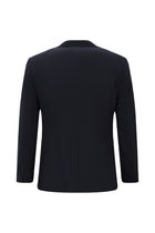 Koyu Lacivert Super Slim Fit Ekstra Dar Kesim Yünlü Ekose Beli Lastikli İpli Gofre Takım Elbise