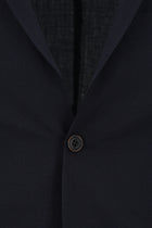 Koyu Lacivert Super Slim Fit Ekstra Dar Kesim Yünlü Ekose Beli Lastikli İpli Gofre Takım Elbise