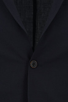 Koyu Lacivert 7 Drop Super Slim Fit Eksra Dar Kesim Yünlü Ekose Beli Lastikli ?pli Gofre Tak?m Elbise-Abdullah Ki??l?
