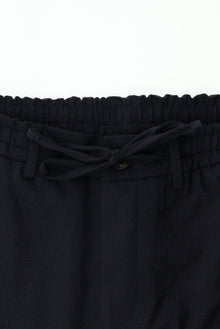 Koyu Lacivert Super Slim Fit Ekstra Dar Kesim Yünlü Ekose Beli Lastikli İpli Gofre Takım Elbise