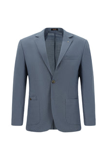 Aç?k Mavi 7 Drop Super Slim Fit Eksra Dar Kesim Yünlü Ekose Beli Lastikli ?pli Gofre Tak?m Elbise-Abdullah Ki??l?