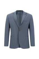 Açık Mavi Super Slim Fit Ekstra Dar Kesim Yünlü Ekose Beli Lastikli İpli Gofre Takım Elbise