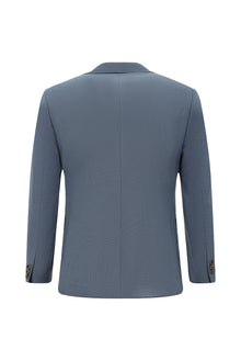 Aç?k Mavi 7 Drop Super Slim Fit Eksra Dar Kesim Yünlü Ekose Beli Lastikli ?pli Gofre Tak?m Elbise-Abdullah Ki??l?