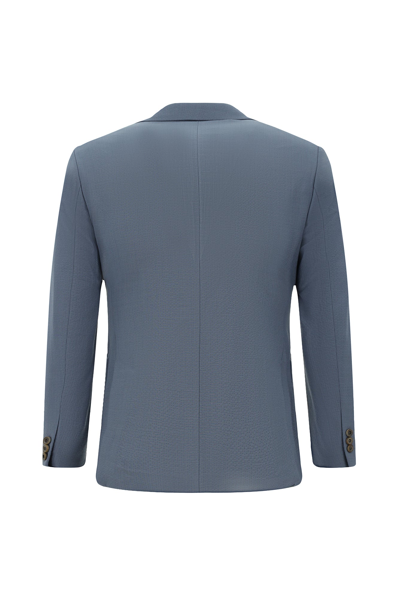 Açık Mavi Super Slim Fit Ekstra Dar Kesim Yünlü Ekose Beli Lastikli İpli Gofre Takım Elbise