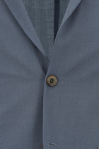 Aç?k Mavi 7 Drop Super Slim Fit Eksra Dar Kesim Yünlü Ekose Beli Lastikli ?pli Gofre Tak?m Elbise-Abdullah Ki??l?