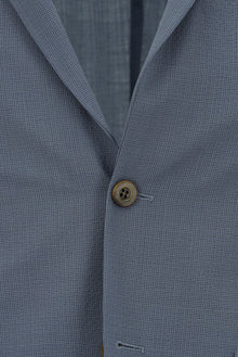 Aç?k Mavi 7 Drop Super Slim Fit Eksra Dar Kesim Yünlü Ekose Beli Lastikli ?pli Gofre Tak?m Elbise-Abdullah Ki??l?
