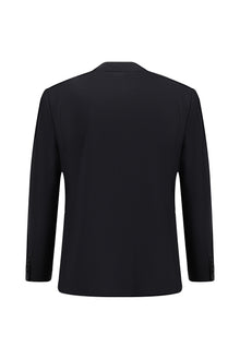Koyu Lacivert Relaxed Fit Rahat Kesim Yünlü Klasik Ekose Takım Elbise