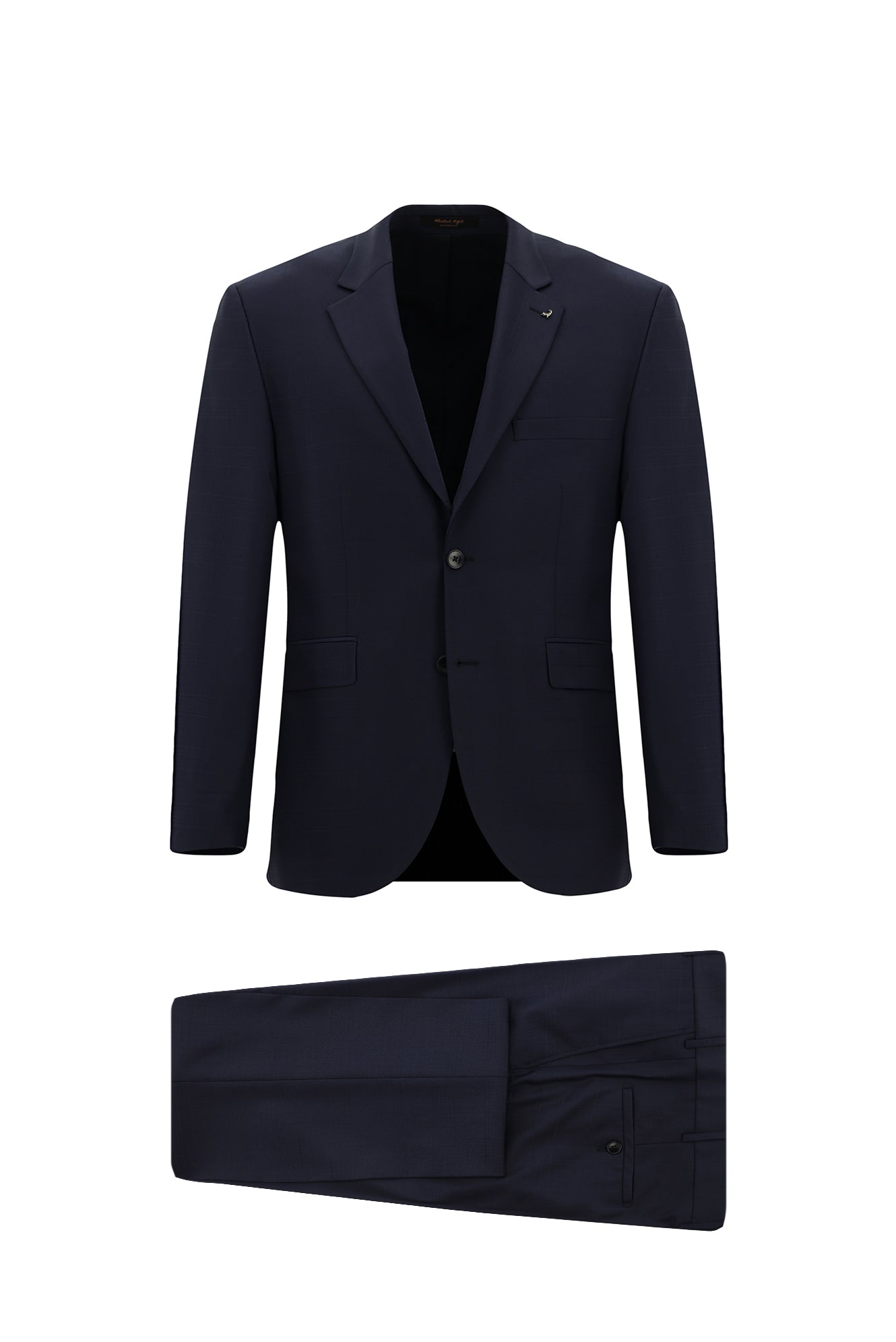 Koyu Lacivert 4 Drop Relaxed Fit Rahat Kesim Yünlü Ekose Tak?m Elbise-Abdullah Ki??l?