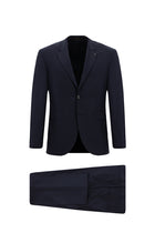 Koyu Lacivert 4 Drop Relaxed Fit Rahat Kesim Yünlü Ekose Tak?m Elbise-Abdullah Ki??l?