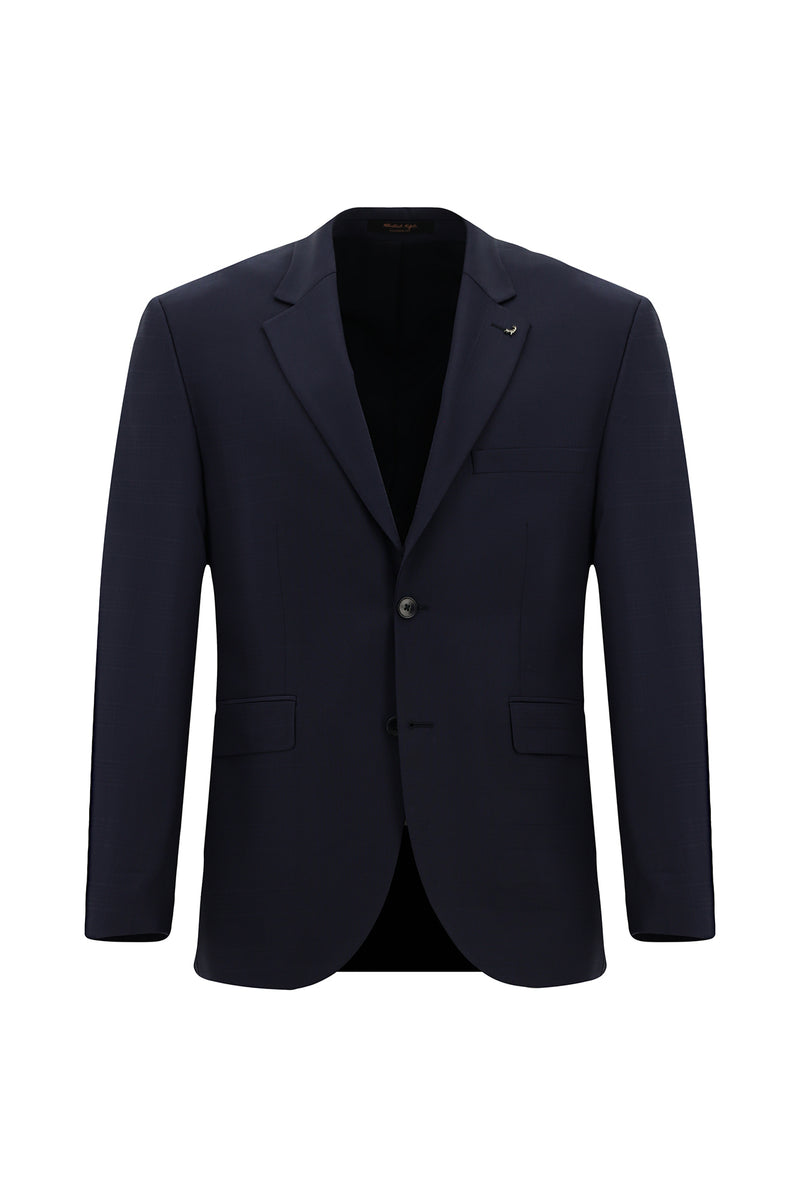 Koyu Lacivert 4 Drop Relaxed Fit Rahat Kesim Yünlü Ekose Tak?m Elbise-Abdullah Ki??l?